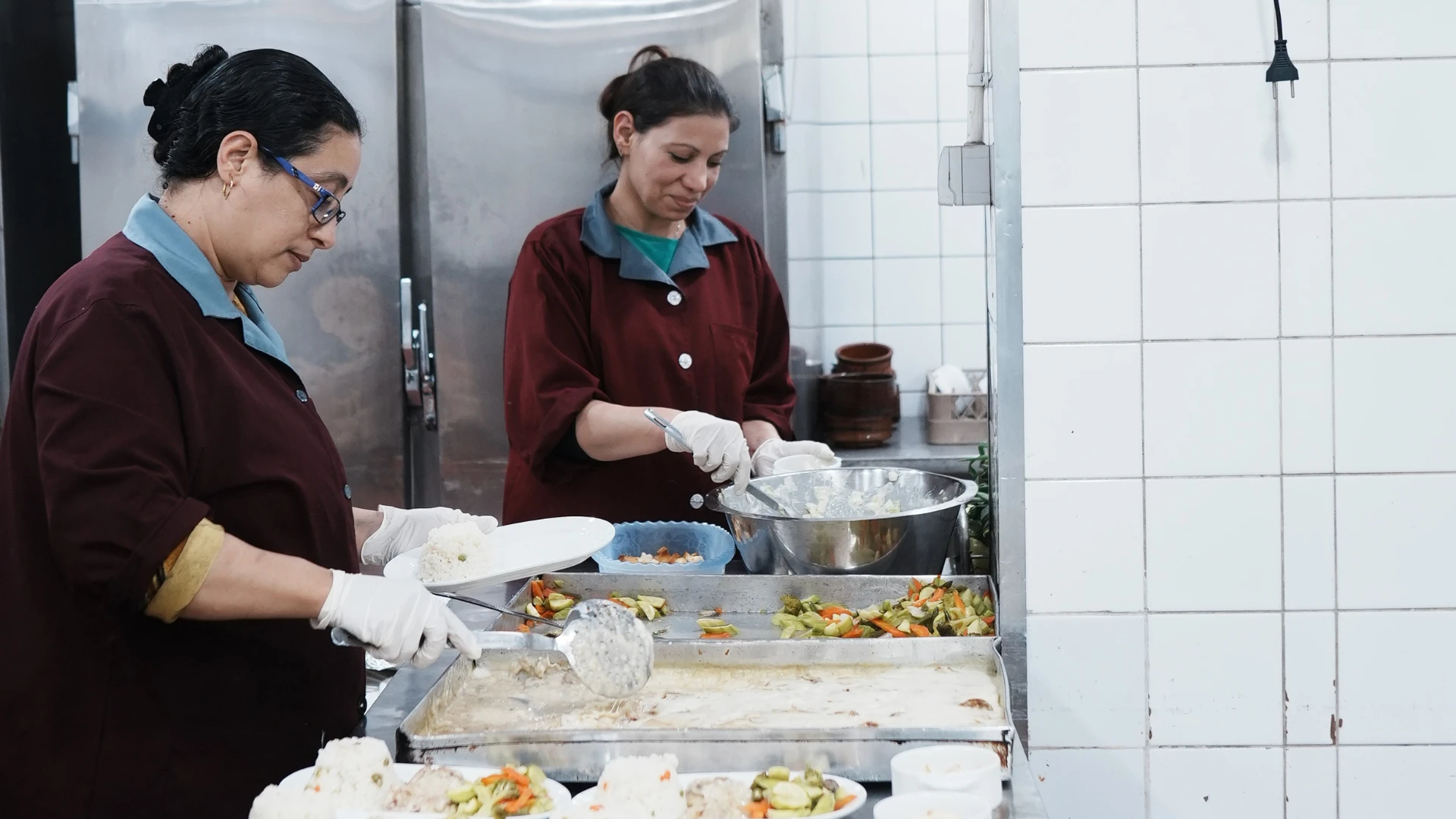 Meals are served in the rooms by trained staff.